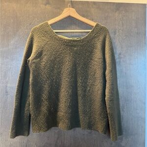 J. Crew Olive Women's Crew Neck Sweater with Velvet Bow Detailing